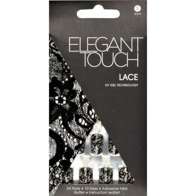 Elegant Touch black lace stick-on nails