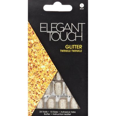 Elegant Touch gold glitter stick-on nails