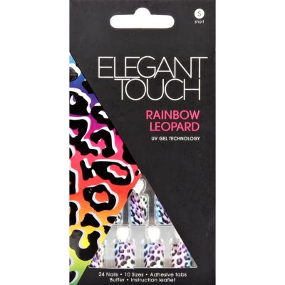 Elegant Touch rainbow leopard stick-on nails