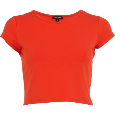 Red cap sleeve crop top