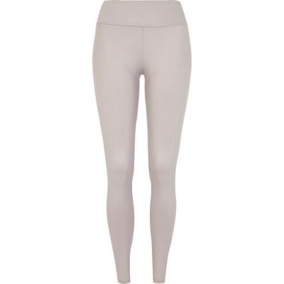 Light grey wet look high waisted leggings