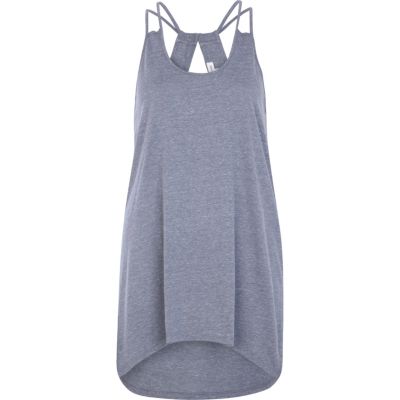 Dark grey cut out dip hem cami top