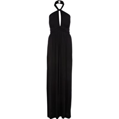 Black Chelsea Girl slit neck maxi dress