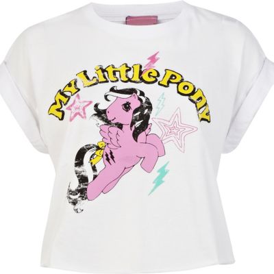 White My Little Pony print cropped t-shirt