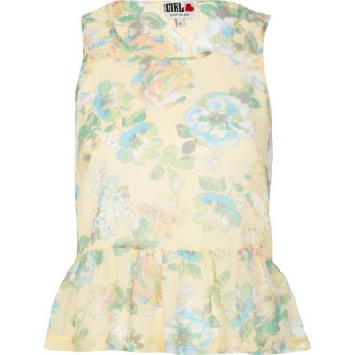 Cream Chelsea Girl floral print peplum top