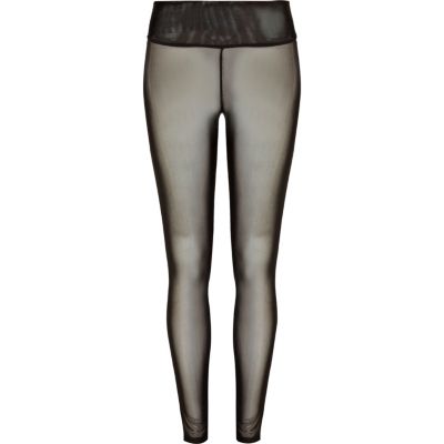 Black mesh high waisted leggings