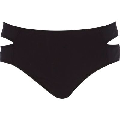 Black cut out side bikini bottoms