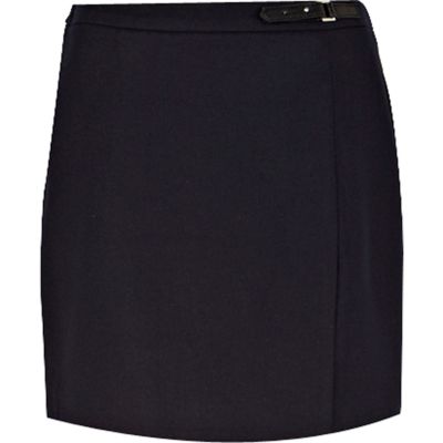 Navy flannel wrap mini skirt