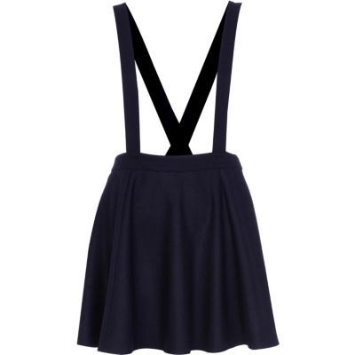 Navy flannel dungaree skater skirt