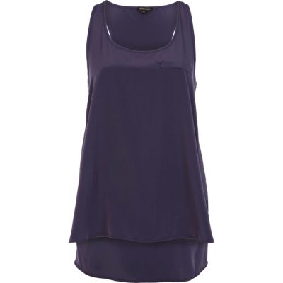 Navy racer back stepped hem vest