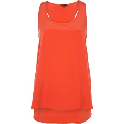 Bright red racer back stepped hem vest