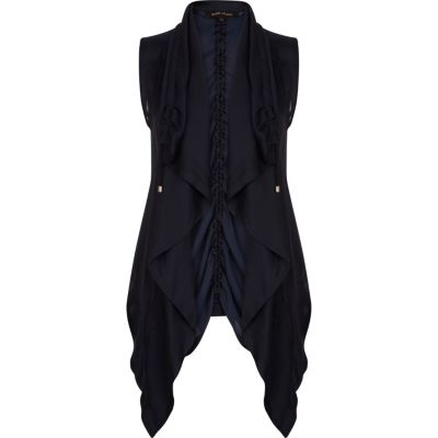Navy lightweight waterfall gilet 