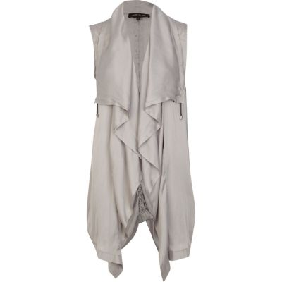 Silver lightweight waterfall gilet