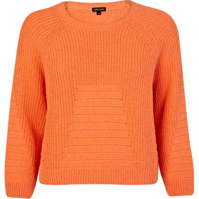 Coral rib geometric pattern cropped jumper