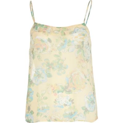 Cream floral print cami top