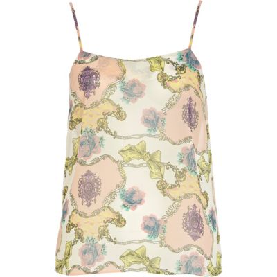 Cream scarf print cami top