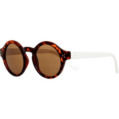 Brown tortoise shell colour block sunglasses
