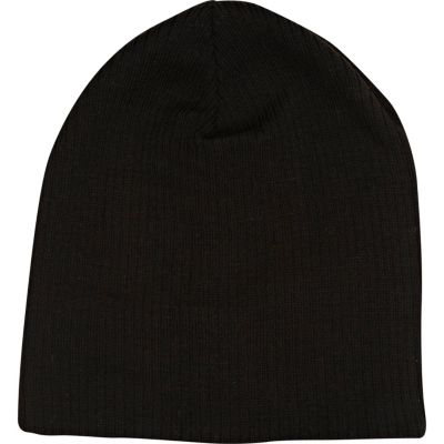 Black ribbed beanie hat