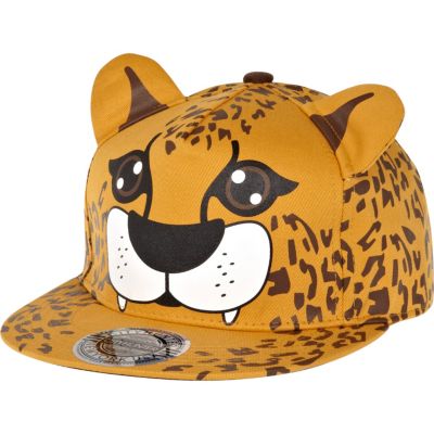 Orange cheetah print ear trucker hat