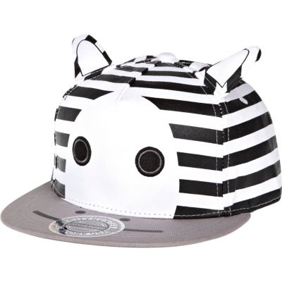 Black zebra print ear trucker hat