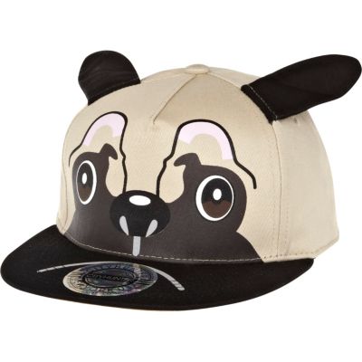 Brown dog print ear trucker hat