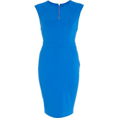 Blue cap sleeve bodycon dress