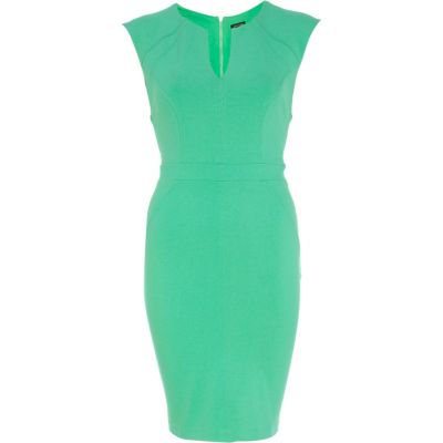 Green cap sleeve bodycon dress
