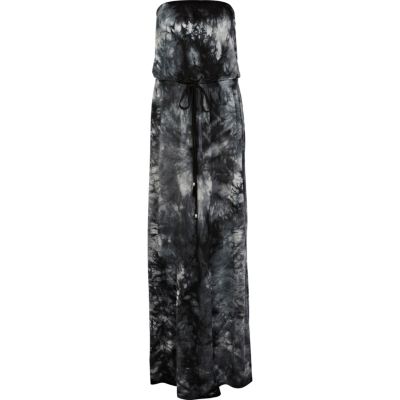 Black tie dye bandeau maxi dress