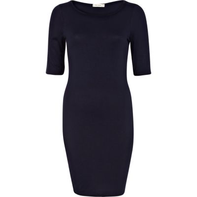 Navy half sleeve mini column dress 