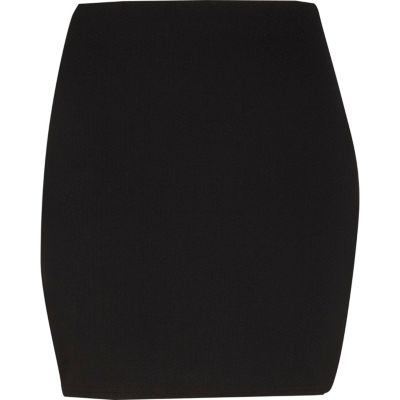 Black textured mini skirt 