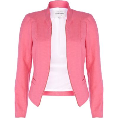 Pink structured cropped blazer