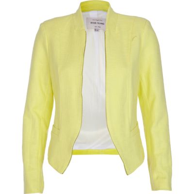Yellow structured cropped blazer
