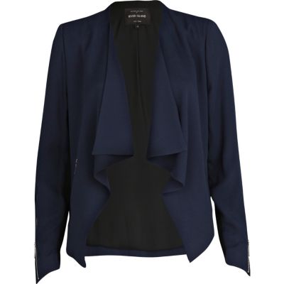 Navy waterfall biker jacket