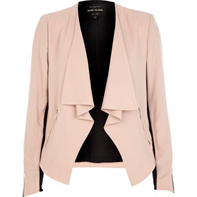 Light pink waterfall biker jacket