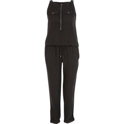 Dark blue utility casual jumpsuit 