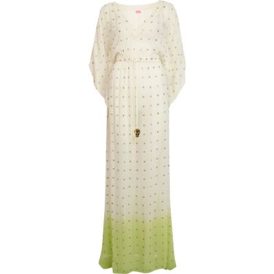 Lime dip dye kaftan maxi dress