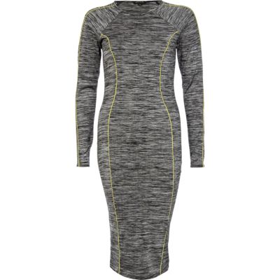 Grey space dye midi column dress