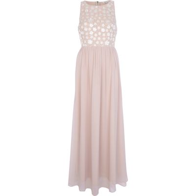 Cream daisy print mesh maxi dress