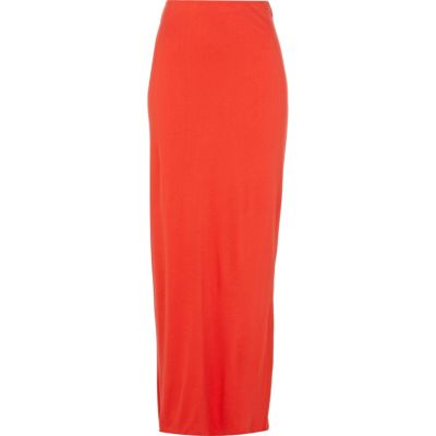 Red double layered maxi skirt