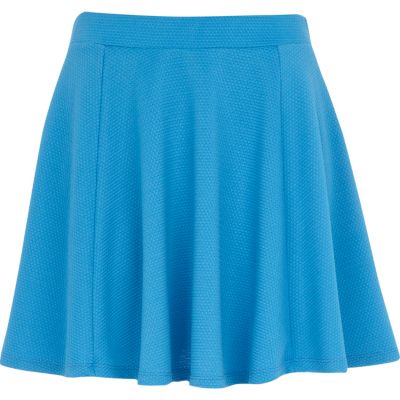 Blue textured skater skirt