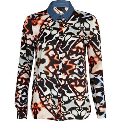 Black marble print shirt