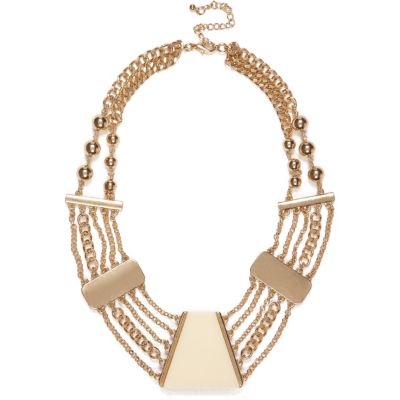 Cream short chain statement necklace
