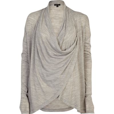 Grey wrap lightweight cardigan
