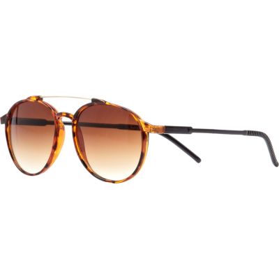 Brown tortoise shell retro round sunglasses