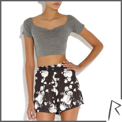 Black floral Rihanna high waisted shorts