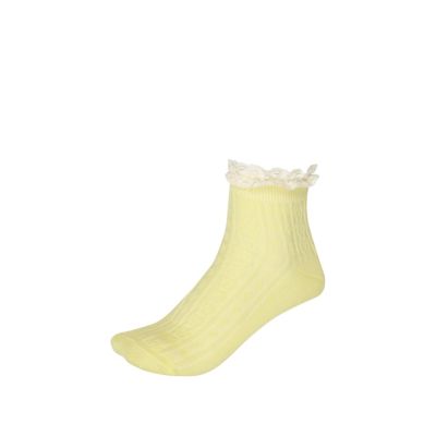 Yellow lace frill ankle socks