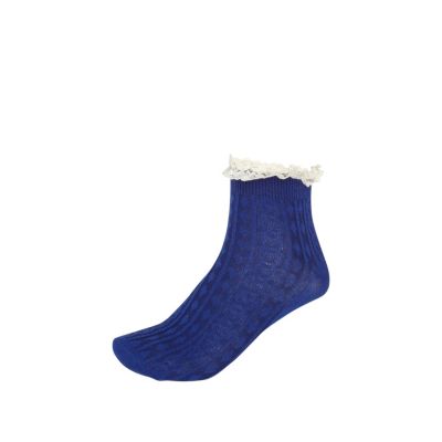 Blue lace frill ankle socks