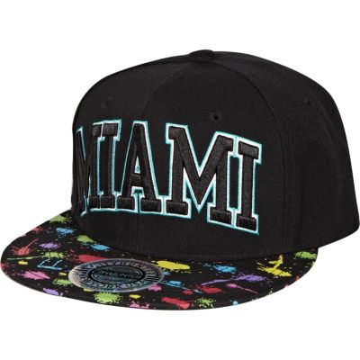 Black Miami paint splash print trucker hat
