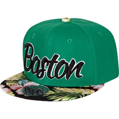 Green Boston floral peak trucker hat
