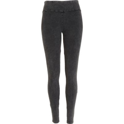 Grey acid wash high waisted leggings